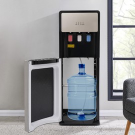 BRICZUNA Water Cooler Dispenser，Bottom Loading Electric Water Dispenser Capacity 0.53 to 1.32 Gallon,with Anti-Scalding Design for Home,Office, Living Room(Sliver Grey)