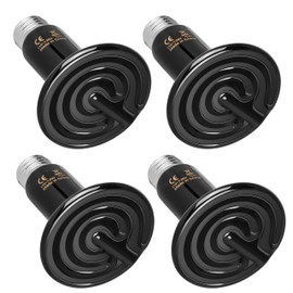 YSSOA 75W Ceramic Heat Emitter Bulb, No Light Reptile Heat Lamp Tank Heat Bulb for Lizards, Bearded Dragons, Turtles, Chickens, 4 Pack