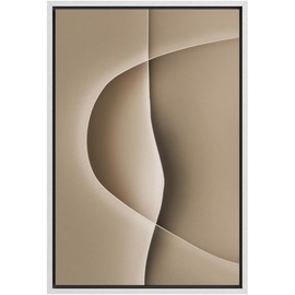 SIGNFORD Framed Canvas Print Wall Art Minimalist Abstract Curves in Beige Illustrations Modern Art Decorative Boho Relax/Zen for Living Room, Bedroom, Office - 24"x36" White