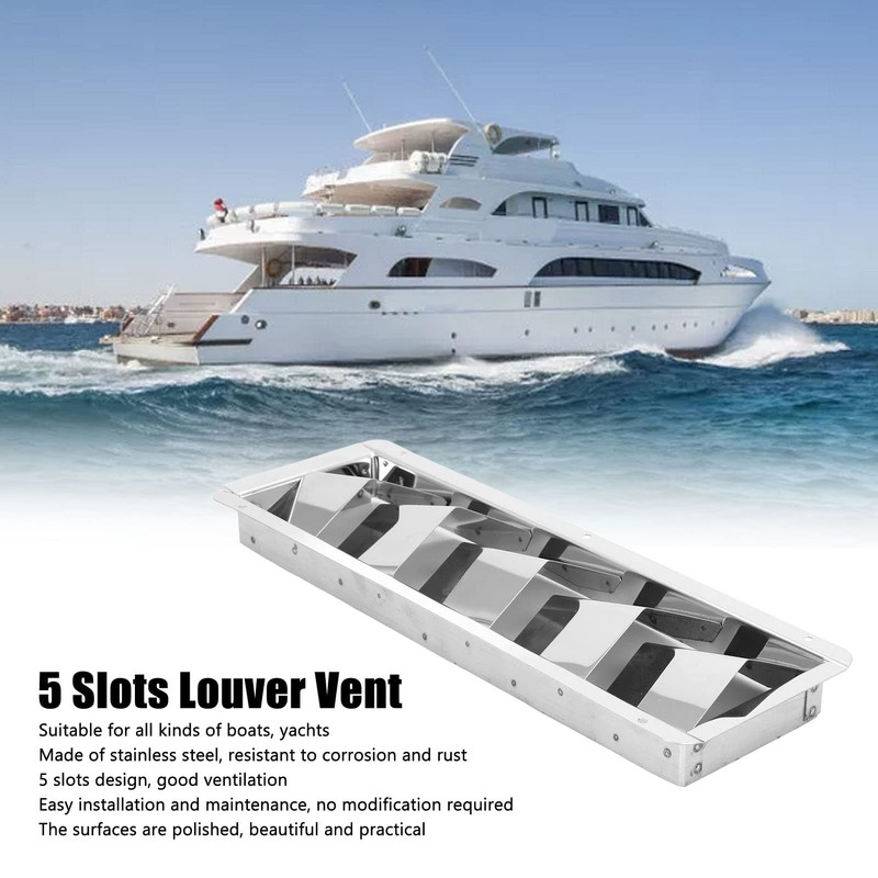 Marine Louvered Vent, 5 Slots Boat Rectangle Stainless Steel Louvered