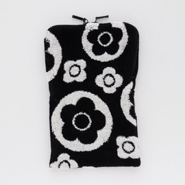 MARY QUANT 000480-0001-03 Zippered Towel (Black/Sakura Series) Plastic Bottle Case, Plastic Bottle Cover (100% Cotton), Black, Plastic Bottle Case