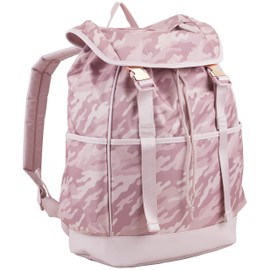 FUEL Drawstring Water Resistant Multi-Pocket Travel Backpack Daypack Everyday Bag With Double Metal Buckle Closure, Pink Camo/Rose Gold