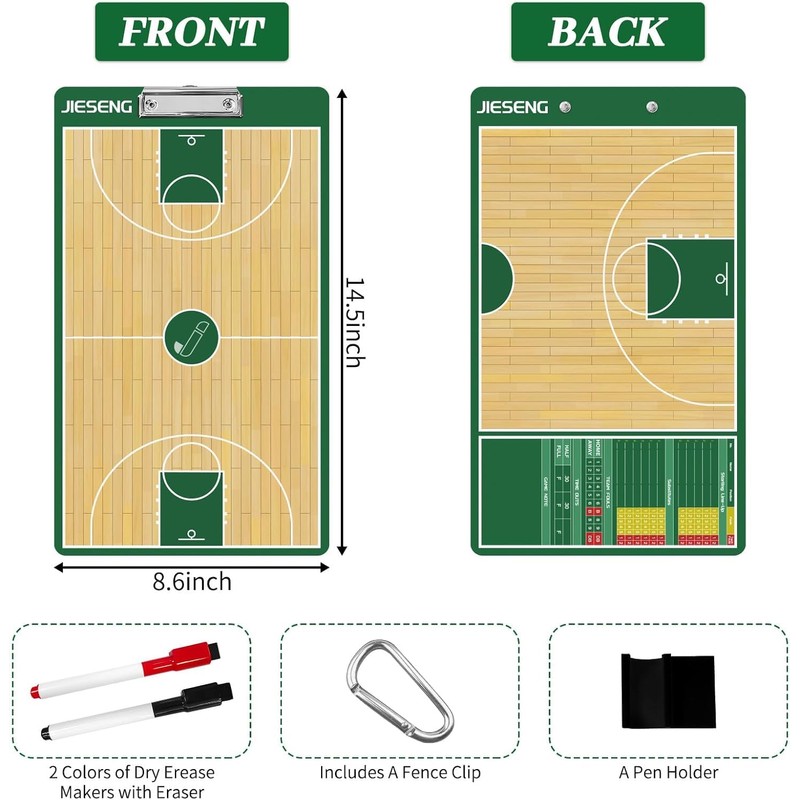 JIESENG Dry Erase Coaching Board for Premium Basketball Tactics,Green