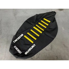 Suzuki 2008 - 2017 Suzuki Rmz 450 Seat Cover Fits  ALL BLACK / YELLOW RIBS  LOGO #42