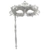 WILOVCOS Womens Masquerade Mask with Stick, Handheld Mardi Gras Mask,Venetian