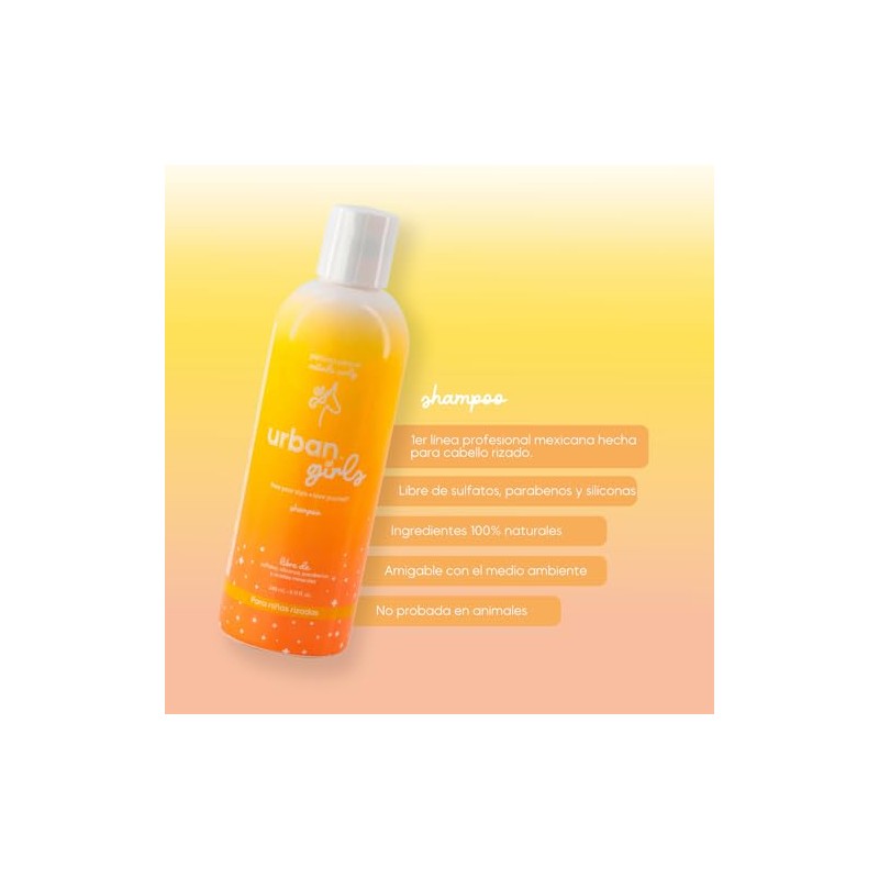 URBAN CURLS Shampoo Natural para Niñas Cabello Rizado 240 ml