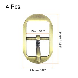 QUARKZMAN Metal Roll Buckle 4 Pieces 0.6 Inch Single Prong Belt Buckle Oval Medium Bridge Buckles for Leather Craft Accessories Belt Bronze, bronze