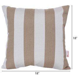 Sweet Summer Living Outdoor/Indoor Sunbrella Throw Pillow Cover Only Square Set of 2 Pieces 18 inch x 18 inch Maxim Heather Beige Stripe - Insert Not Included