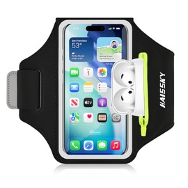 Soporte para teléfono para correr con Airpods con bolsillo con cierre, soporte para teléfono celular, a prueba de sudor, deportivo, gimnasio, se adapt