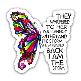 Hippie Butterfly They Whispered to Her Inspirational Motivational Car Sticker for Women 5x5 Inches Vinyl Christian Quote Decals Vehicles Trucks Window Mirrror Adults