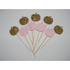 Set of 24 Gold glitter & Baby Pink little pumpkin
