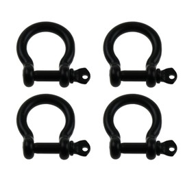 Bow Shackle ZZHXSM 4pcs Black 304 Stainless Steel Bow Anchor Shackle Outdoor Anchor Camp Buckle Accessory Bow Shape Load Clamp Screw Pin