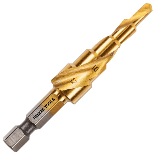 4mm to 12mm Spiral Flute Step Drill Bit, High Speed