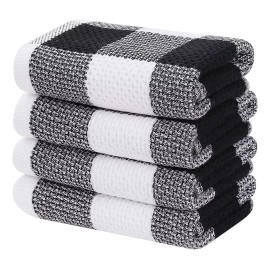 Homaxy - Paños De Cocina De 100% Algodón De Punto Gofre Color Blanco Y Negro