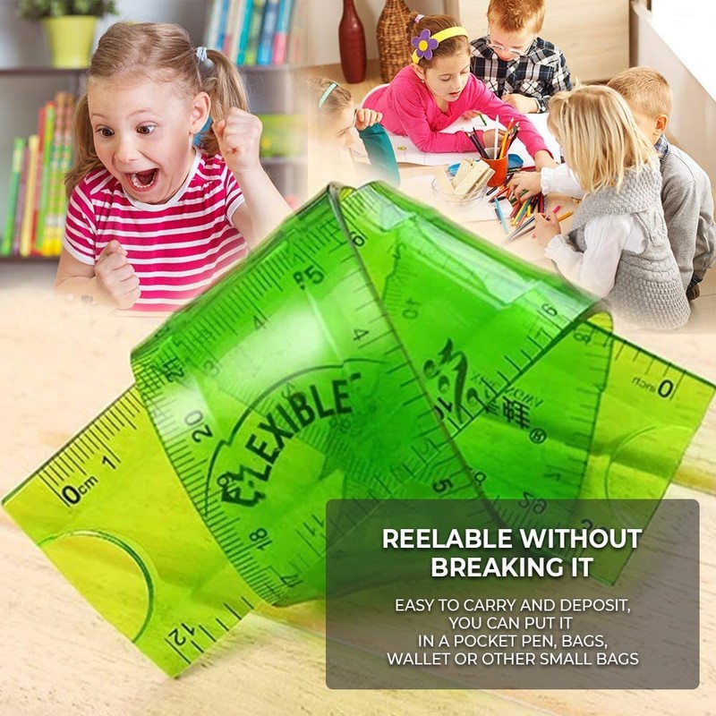 Flexible Ruler 3 Pack - 30cm Translucent Shatterproof Flexi -