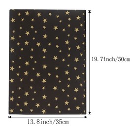 100 sheets black tissue paper,black/gold star print gift wrap paper for festival and party supplies packaging,19.7" x 13.8" (Black/Gold Star)