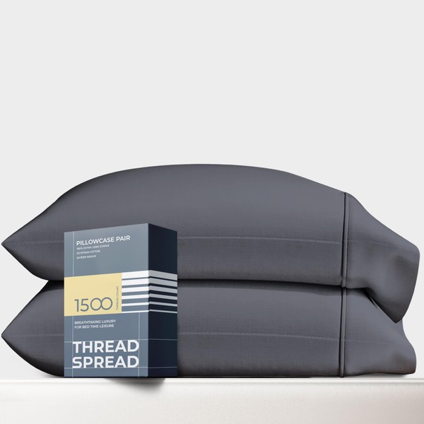Thread Spread 100% Egyptian Cotton Pillow Cases Standard/Queen Size Set