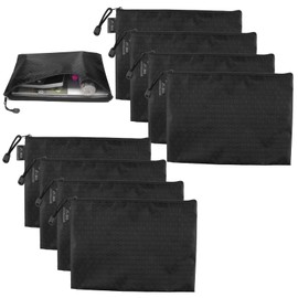 Pack of 8 Money Bags, Bank Bags, 18 x 24 cm Oxford Wallets, Document Bag with Robust Zip, A5 Document Bag, Waterproof Wallet, Bank Bag for School, Office & Travel, Black, black