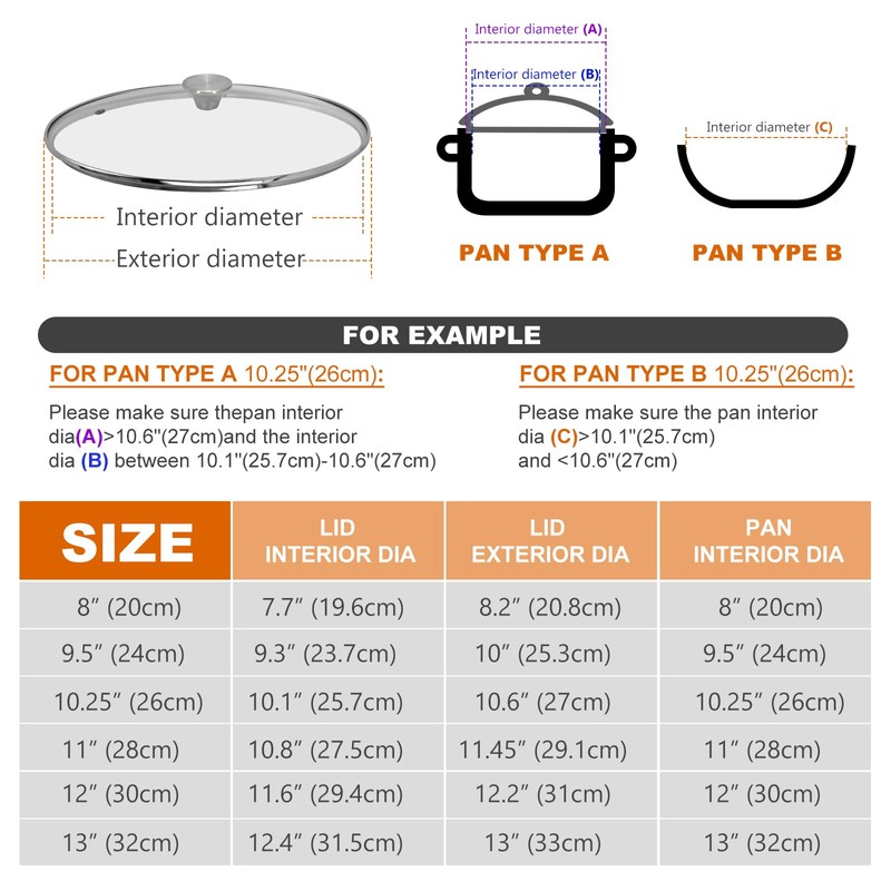 6.5 inch Tempered Glass Lid with Stainless Steel Handle, Versatile