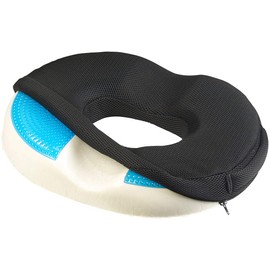 Newgen Medicals Seat Ring Coccyx: Ergonomic Ring Seat Cushion Made of Memory Foam with Gel Coating (Gel Seat Ring, Ring Seat Cushion, Orthopaedic)