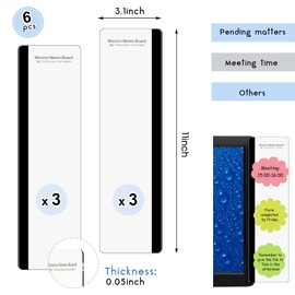 Computer Monitor Notes Monitor Message Board Screen Memo Board Monitor Memo Board Top Mount Computer Sticky Note Holder Message Memo Panel for Office Computer Screen, Left and Right(6 Pieces)