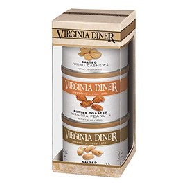 Virginia Diner Classics Triplet Treasure Virginia Peanuts Gift Set: Salted & Butter Toasted Peanuts, Jumbo Cashews, 27 oz total (Pack of 1) Salted