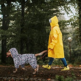 Idepet Dog Raincoat with Hood & Collar Hole,Waterproof Dog Rain Poncho Reflective Dog Rain Jacket Windproof Hoodies for Small Medium Large Dogs Corgi Golden Retriever Shepherd Bulldog