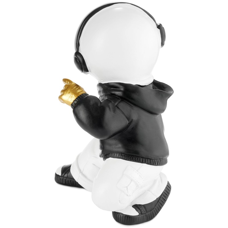 BRUBAKER Decorative Astronaut Singer Figure with Gold Microphone and Black