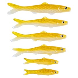 Banjo Minnow Yellow Minnows + Lifelike Lure for All Fish + Durable Material That Catches Fish + Freshwater & Saltwater Fishing Lure + Hooks & Anchors