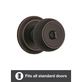 BRINKS - Stafford Privacy Locking Door Knob Set Bedrooms Bathrooms, Tuscan Bronze - Easy Lockset Modern Indoor Decor Hands-Free Bedroom Bath Door Knob
