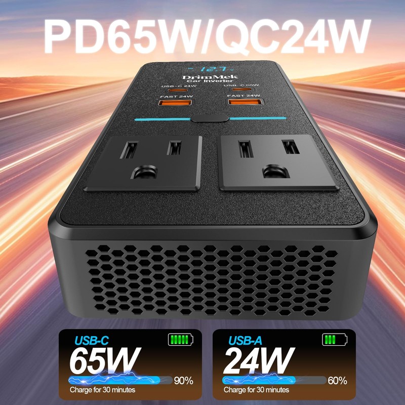 300W Car Power Inverter, DC 12V to 110V AC Car