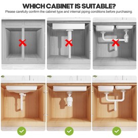 1 Pack Expandable Under Sink Organizers Storage With Upgrade Ball-Bearing Slide Tracks,2-Tier Pull Out Under Cabinet Organizer Height Adjustable,Not Suitable For Cabinets With Partitions In The Middle