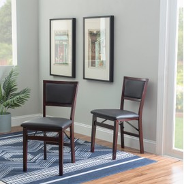 Linon Trina Espresso Pad Back Folding Chair in a Set of Two