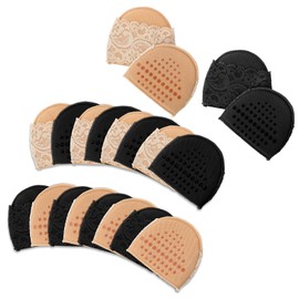 Cutecrop 12 Pairs Women's Open Toe Topper Socks for Mules Non Slip Sandal Liner Socks No Show Toe Covers with Sponge Cushion(Lace)