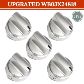 DPHealth 5PCS Stainless Steel Control Knob Compatible with GE Gas Range Stove WB03X24818