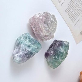 GUJOXILA GUJOXILA 1.8"-2.2" Fluorite Raw Rough Healing Crystals Natural Stones Rocks Gemstones Protection Reiki Tumbling Cabbing Divination Meditation Fountain Stone 1pcs