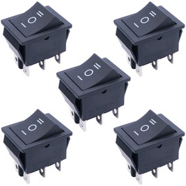 TWTADE / 5Pcs Black ON/Off/ON DPDT 6 Pin 3 Position Mini Boat Rocker Switch Car Auto Boat Rocker Toggle Switch Snap AC 250V 125V/20A KCD2-203