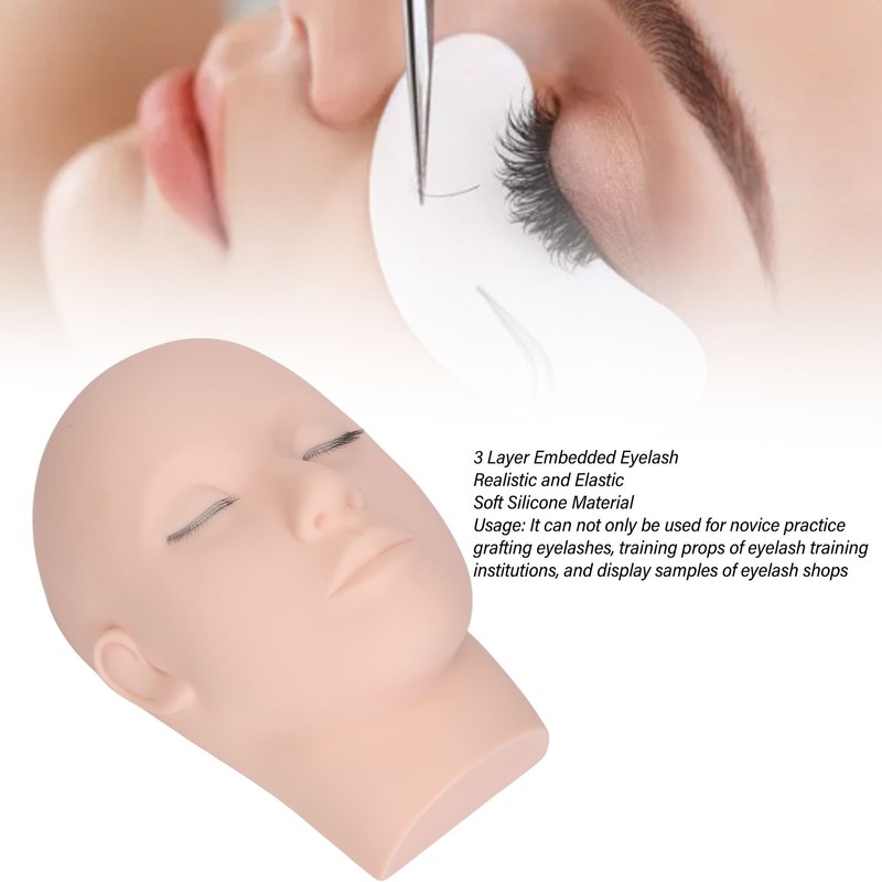 Eyelash Mannequin Head 3 Layers High Density Lash Extension Makeup