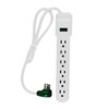 GoGreen Power GG-16103MS 6 Outlet Surge Protector w/ 2.5' Cord