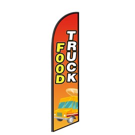 Gwaorai Food Truck Swooper Flag, 11.5x2.5ft, Perfect for Business Advertising