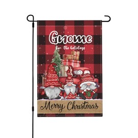 gnome for the holideays funny gnome garden flag holiday decor flag garden outdoor christmas decorations gnome garden flag Garden Burlap Flag garden gnome 12x18 garden flag for christmas