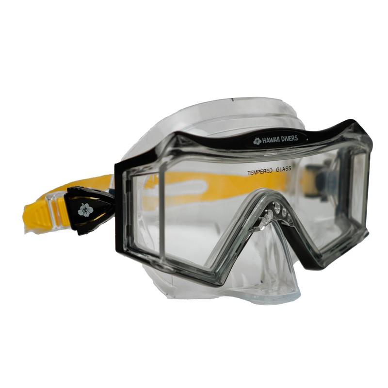 Hawaii Divers Tri View Adult Snorkel Dive Mask, Black/Yellow, One