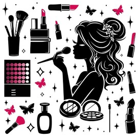 DEKOSH Beautiful Salon Decor Wall Stickers for Girls Room - Peel & Stick 27x24 Inch Removable Vanity Decor