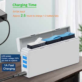 LCD Triple Battery Charger for GoPro Hero 12,11,10,9 Black,Go pro Enduro Batteries Display USB Charging Case with USB-C Cable,Fast Charge 3 Batteries Accessories