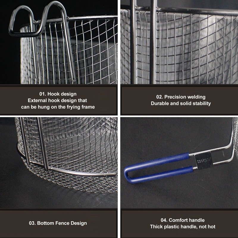 Frying Basket Stainless Steel Long Handle Reusable Rust Resistant Fry