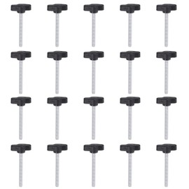 QUARKZMAN Pack of 20 Thumb Screws with T Wing Knobs, M5 x 50 mm, Plastic T-Head Threaded Bolts, Clamping Screw, Wing Screw, Grab Handles, 27 mm Clamping Button, Thumb Screws for Machine, Black
