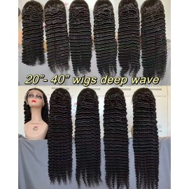 Raw Vietnamese Natural 13x6 HD Glueless Human Hair Wigs Human Hair Lace Front Wig Cuticle Aligned Hair Frontal Lace Wig Burmesestyle: Deep Wave, stretched length: 10 inches, Lace Size: 13x4