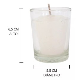 CEB 12 Veladoras Votiva En Vaso Liso  100% Parafina Pura