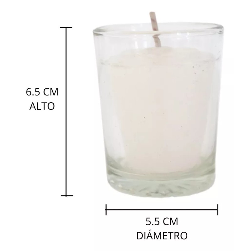 CEB 12 Veladoras Votiva En Vaso Liso 100% Parafina Pura