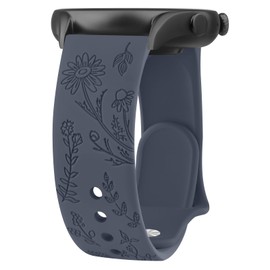 Floral Engraved Bands for IDW13,IDW16,IDW19 Smartwatch Bands, 22mm Soft Silicone Flower Pattern Replacement Strap for Fitpolo IDW13/Woneligo W13 Smartwatch Bands,ENOMIR/TOOBUR/MILOUZ/Gydom/Faweio/Veryfit IDW19 Smartwatch Bands (Lavender Gray)